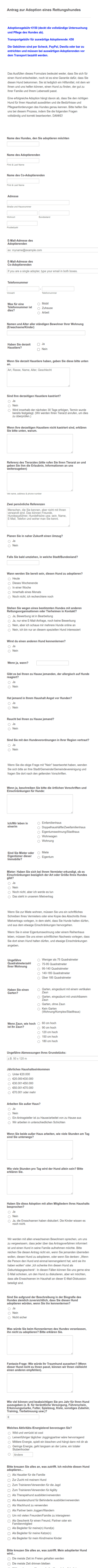 Bewerbung Zur Hundeadoption