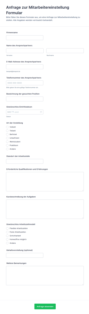 Bewerbungsanfrage Formular