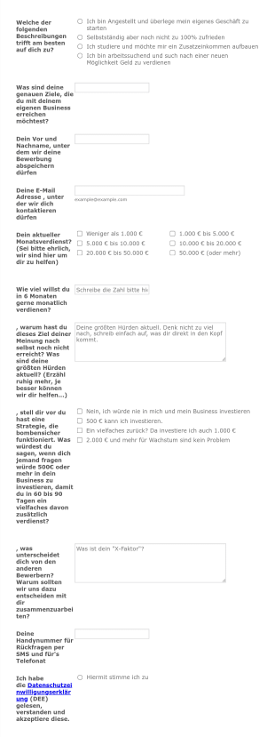Bewerbungsformular EVRM Form Template