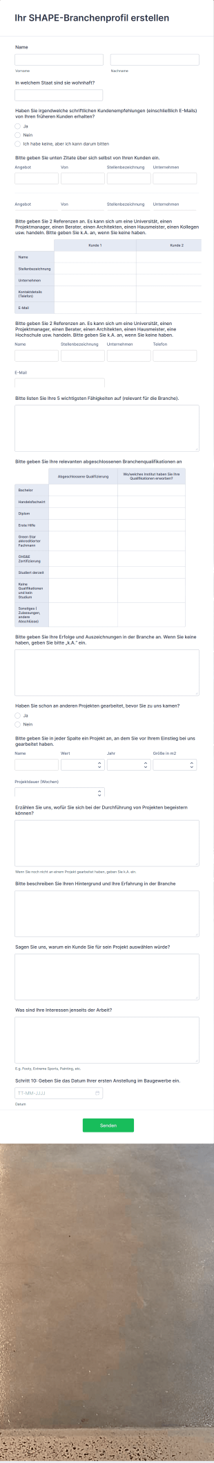 Bewerbungsformular Für Das Baugewerbe Form Template