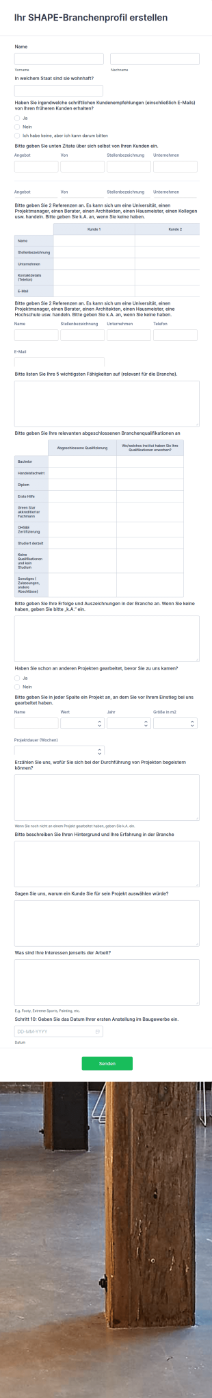 Bewerbungsformular Für Das Baugewerbe