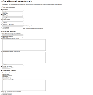 Bewerbungsformular Für Den Wirtschaftspreis