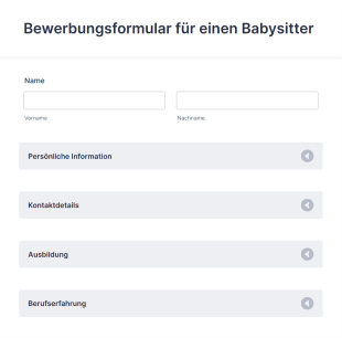 Bewerbungsformular Für Einen Babysitter Form Template