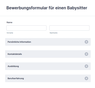 Bewerbungsformular Für Einen Babysitter