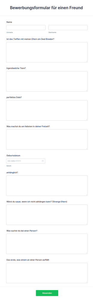 Bewerbungsformular Für Einen Freund