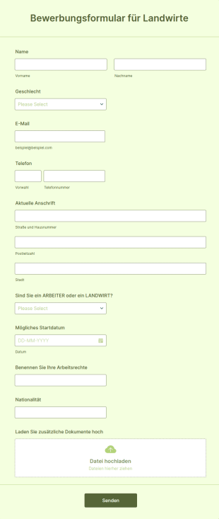 Bewerbungsformular Für Landwirte