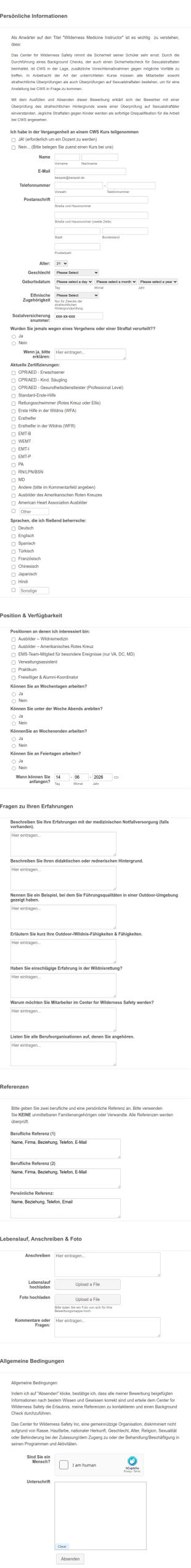 Bewerbungsformular Für Medizinisches Personal