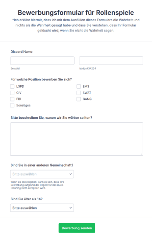 Bewerbungsformular Für Rollenspiele