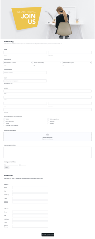 Bewerbungsformular Form Template