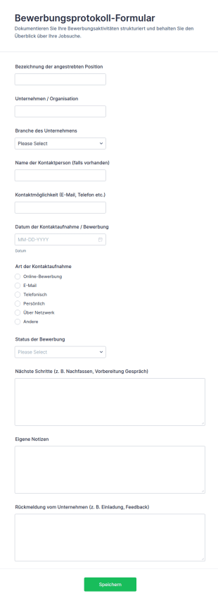 Bewerbungsprotokoll Formular