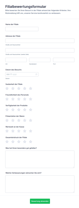 Bewertung Der Verkaufsstelle Umfrage 🎯