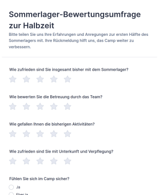 Bewertung Des Sommerlagers – Zwischenstand Fragebogen