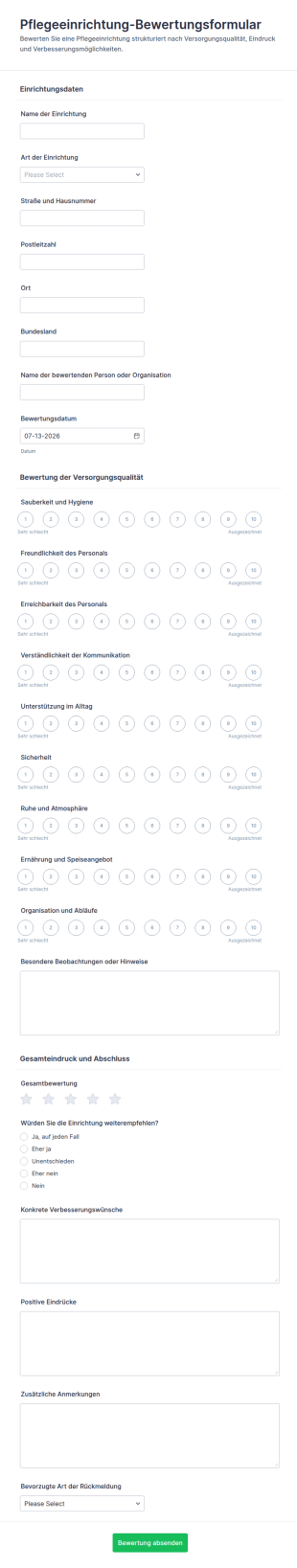 Bewertung Einer Pflegeeinrichtung