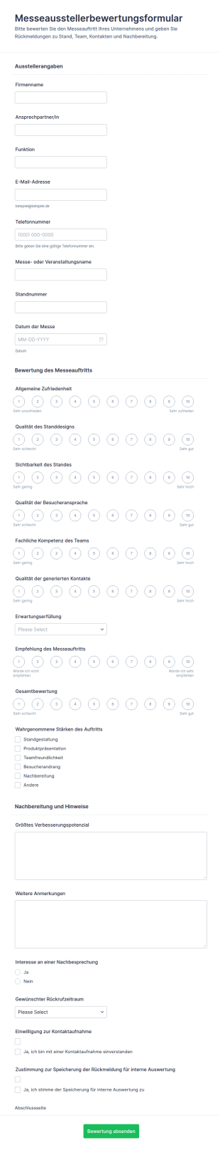 Bewertung Für Messeaussteller
