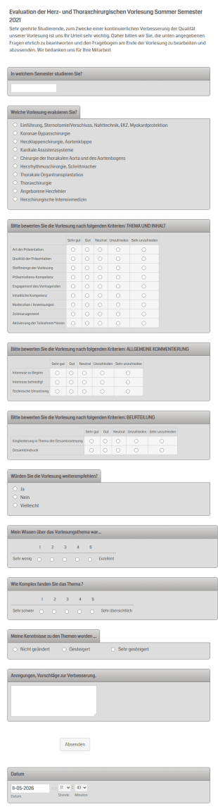 Bewertung Vorlesung