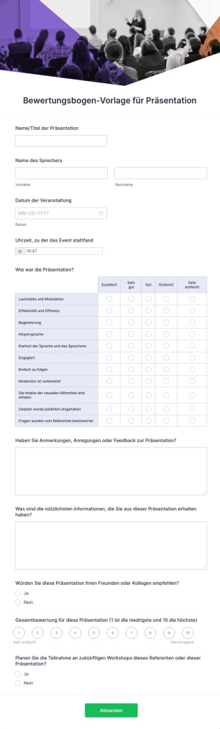 Bewertungsbogen Vorlage Für Präsentation