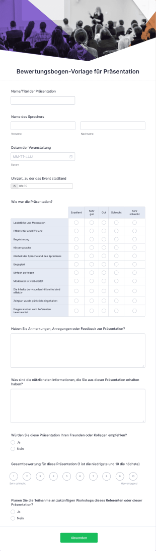Bewertungsbogen Vorlage Für Präsentation Form Template