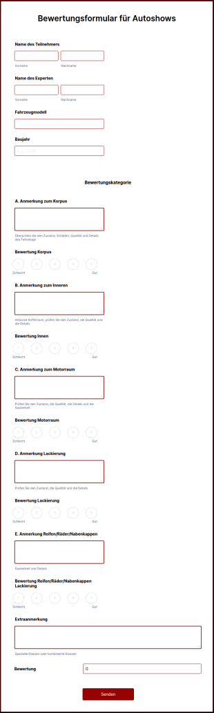 Bewertungsformular Für Autoshows