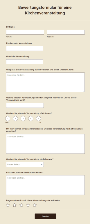 Bewertungsformular Für Eine Kirchenveranstaltung