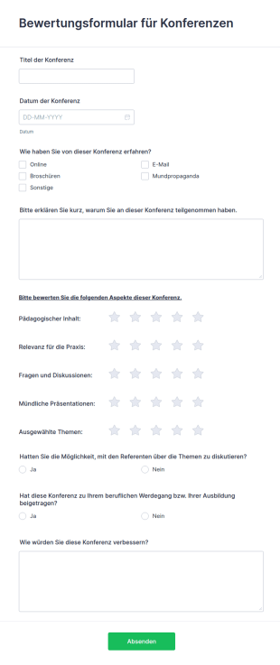 Bewertungsformular Für Konferenzen