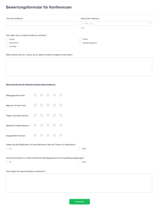 Bewertungsformular Für Konferenzen Form Template