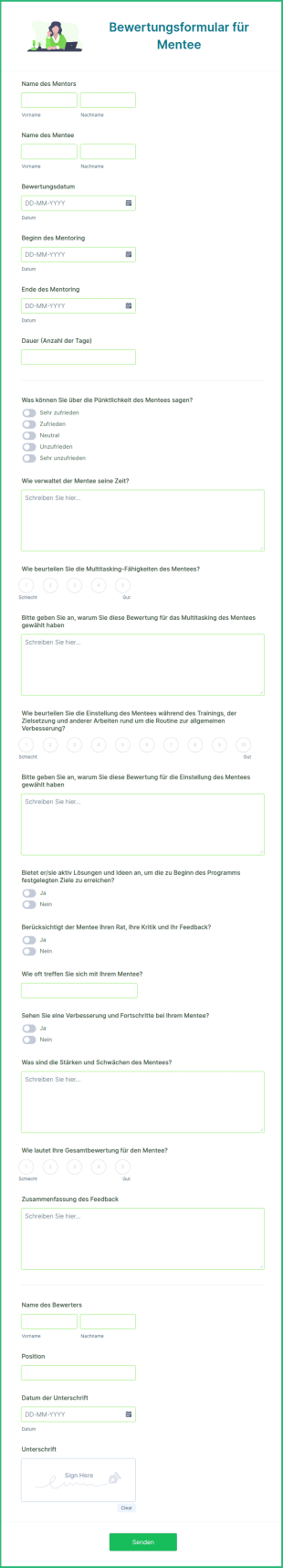 Bewertungsformular Für Mentee