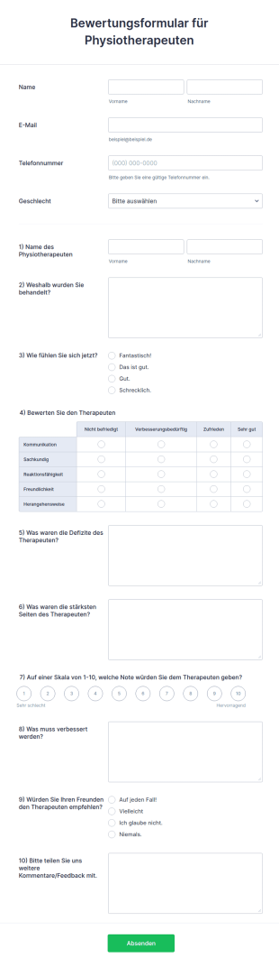 Bewertungsformular Für Physiotherapeuten