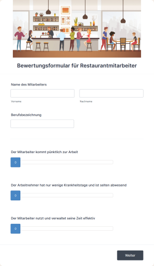 Bewertungsformular Für Restaurantmitarbeiter Form Template