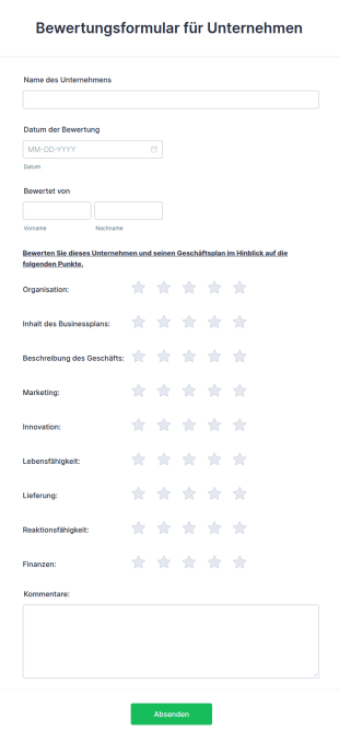 Bewertungsformular Für Unternehmen