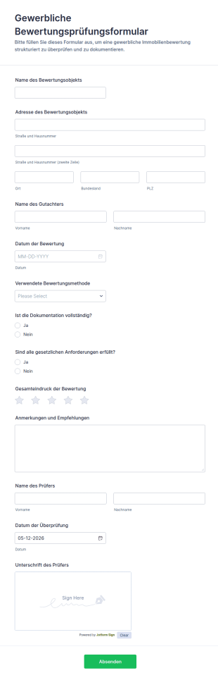 Bewertungskatalog Für Immobilienbewertungen Fragebogen