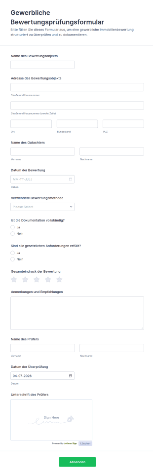 Bewertungskatalog Für Immobilienbewertungen Fragebogen
