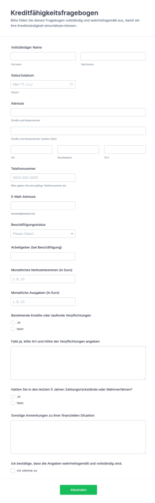 Bewertungstest Für Kreditfähigkeit Umfrage