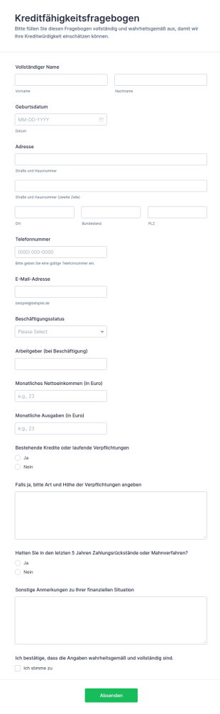 Bewertungstest Für Kreditfähigkeit Umfrage