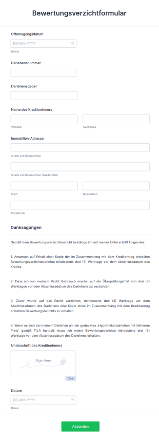Bewertungsverzichtformular