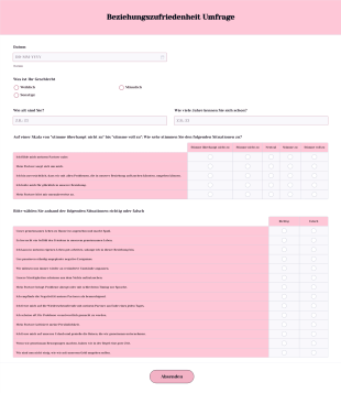 Beziehungszufriedenheit Umfrage Form Template