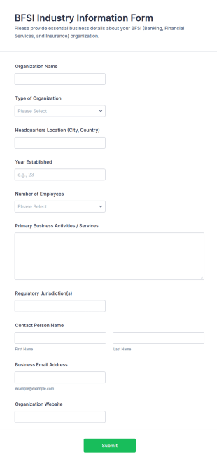 BFSI Industry Information Form Template
