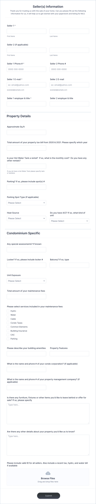BHHS Generic: Seller(s) Information Form Template