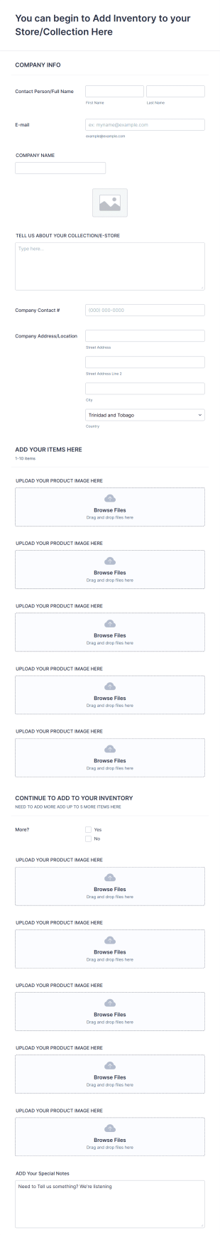 Bhuntas Collection/E Store Onboarding Form Template