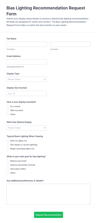 Bias Lighting Recommendation Request Form Template