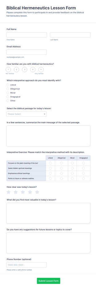 Biblical Hermeneutics Lesson Form Template