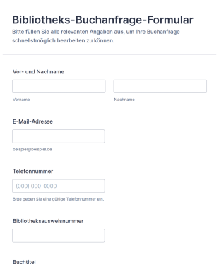 Bibliotheksbuch Anfrage Formular 📚