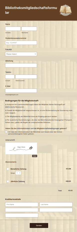 Bibliotheksmitgliedschaftsformular