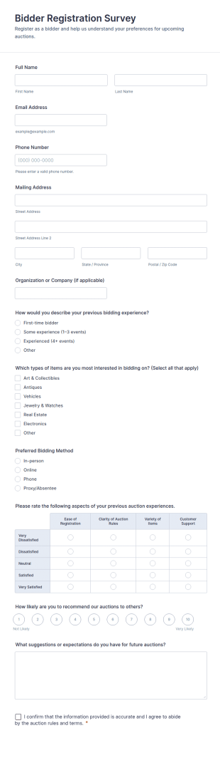 Bidder Registration Survey Form Template