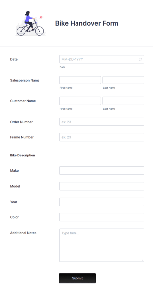 Bike Handover Form Template