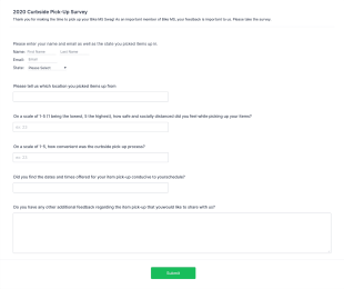 Bike MS Curbside Pick Up Feedback Form Template