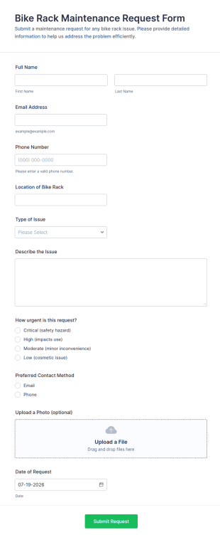 Bike Rack Maintenance Request Form Template