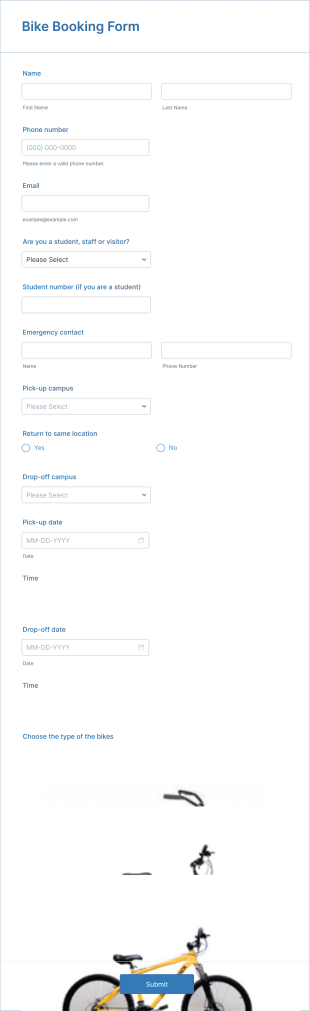 Bike Share Booking Form Template