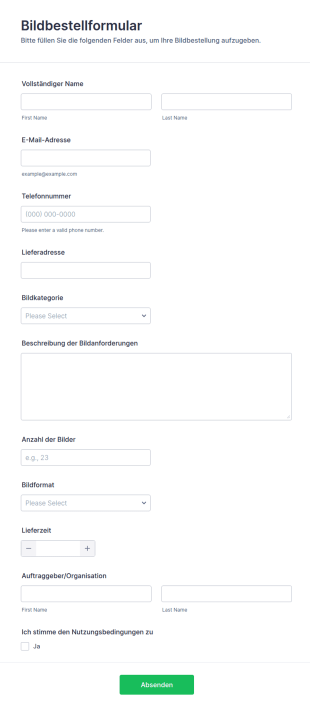 Bildbestellformular