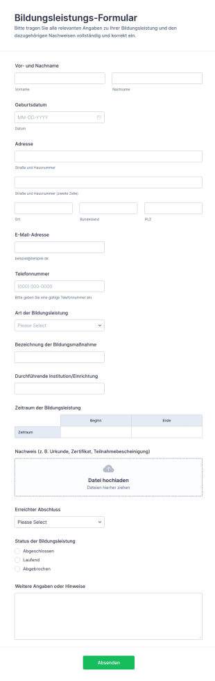 Bildungsförderungsantragsformular