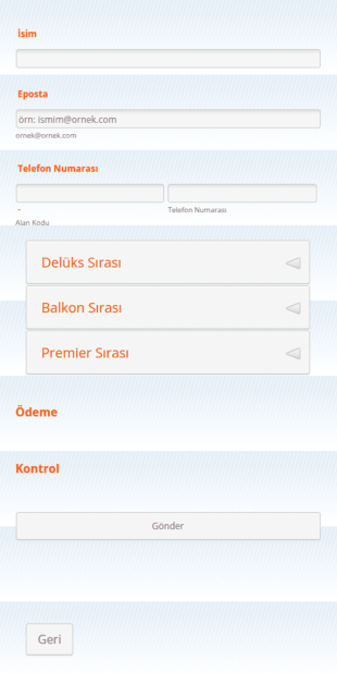 Bilet Satın Alım Form Şablonu